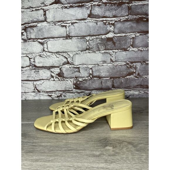 mango yellow leather heel Strappy sandals Women Sz 40EU/9M US - Picture 1 of 16